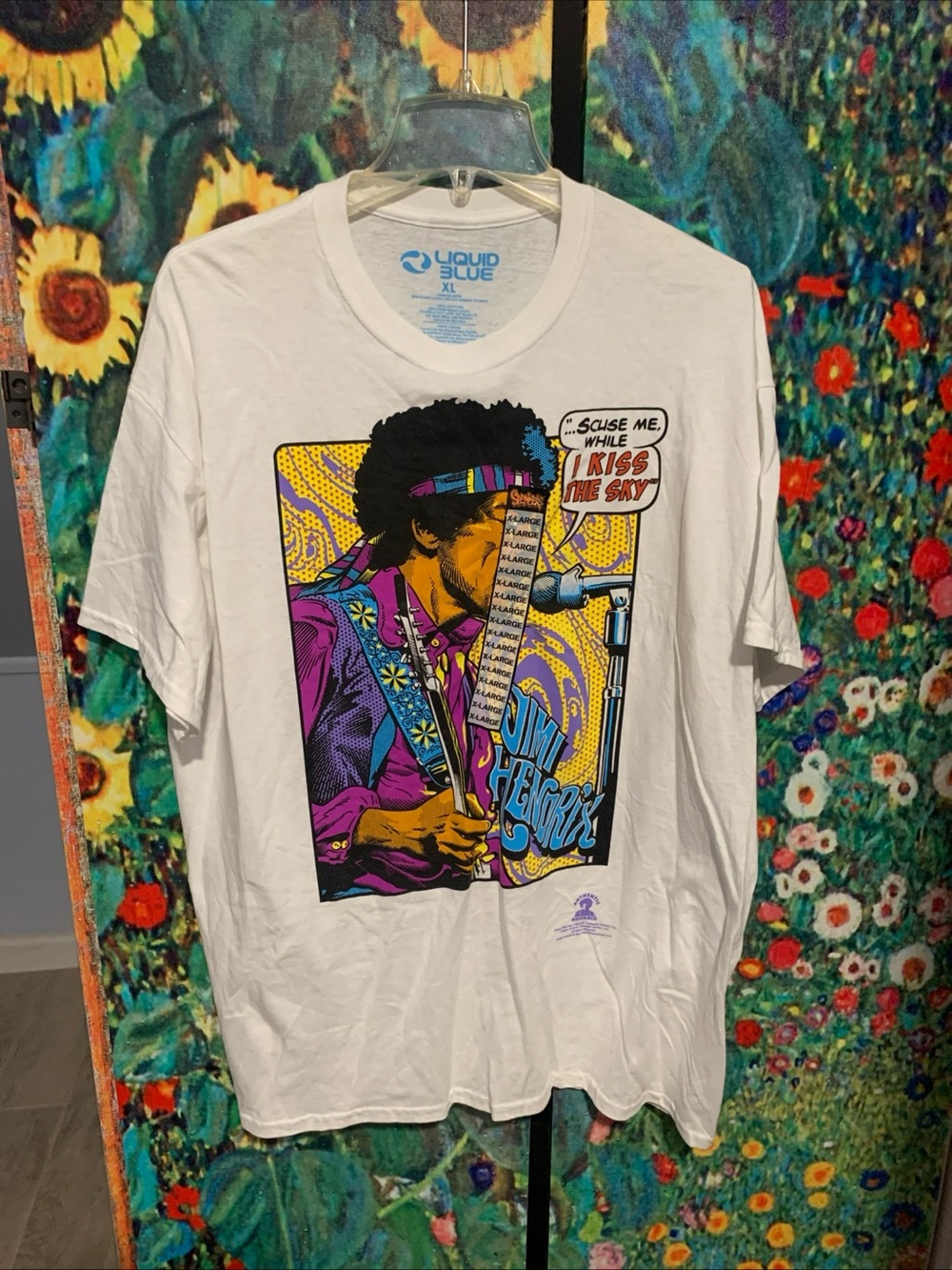 Liquid Blue White Jimi Hendrix Pop Art Graphic Tee